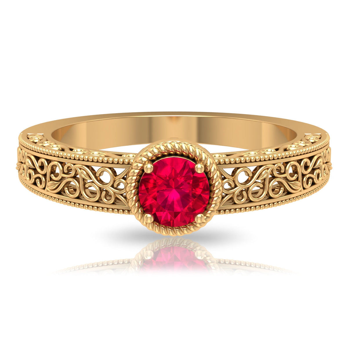 Vintage Inspired Ruby Solitaire Engagement Ring