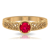Vintage Inspired Ruby Solitaire Engagement Ring