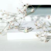 Certified Real Ethiopian Rainbow Opal Princess Cut Engagement Ring