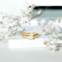 Certified Real Ethiopian Rainbow Opal Princess Cut Engagement Ring