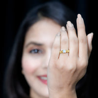 Certified Real Ethiopian Rainbow Opal Princess Cut Engagement Ring