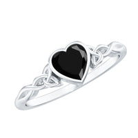 Certified 0.6 Carat Lab Grown Black Diamond Heart Promise Ring with Celtic Knot