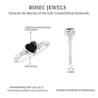 Certified 0.6 Carat Lab Grown Black Diamond Heart Promise Ring with Celtic Knot