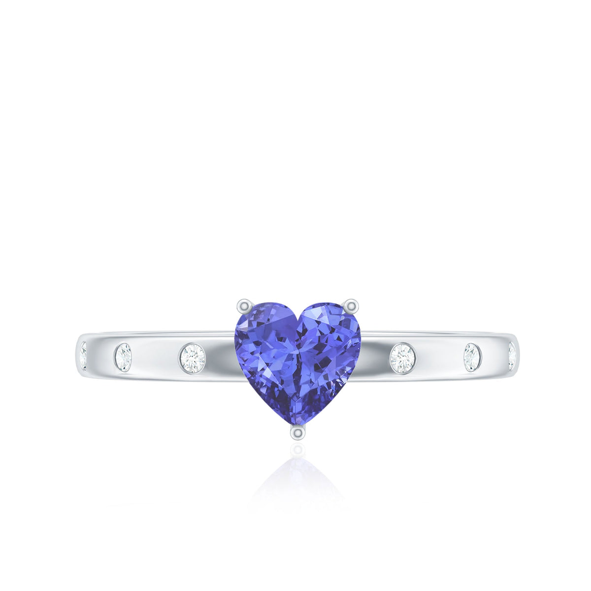 Heart Shape Tanzanite Diamond Promise Ring for Engagement