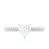 Moissanite Solitaire Promise Ring with Twisted Rope Band