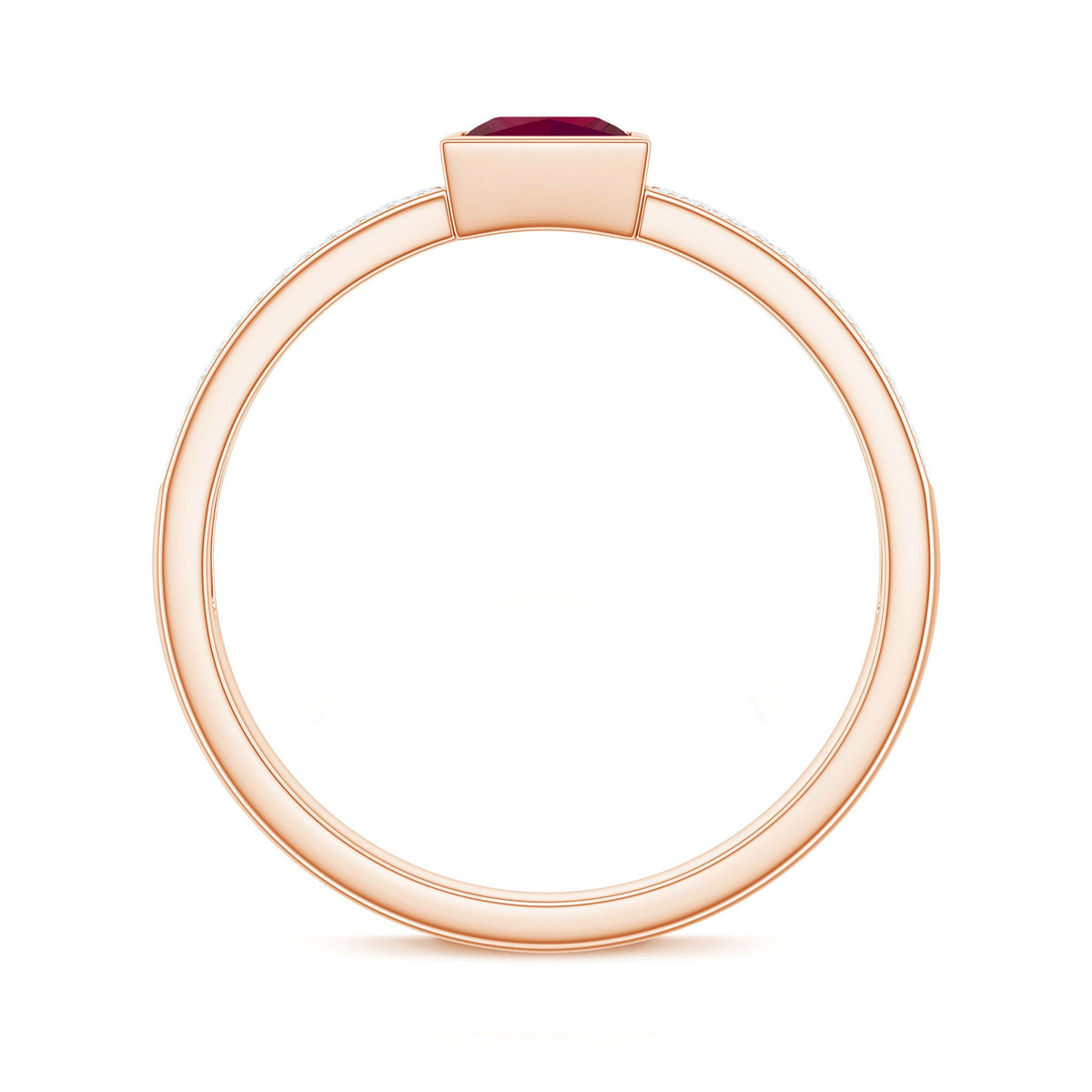 Natural 0.8 carat ruby princess cut engagement ring with diamonds by Rosec Jewels, showcasing the elegant ring design.
