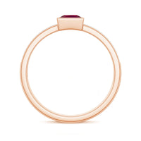 Natural 0.8 carat ruby princess cut engagement ring with diamonds by Rosec Jewels, showcasing the elegant ring design.
