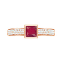 Natural 0.8 carat ruby princess cut engagement ring with diamonds from Rosec Jewels, showcasing the elegant ring design.