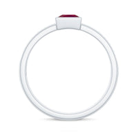 Natural 0.8 carat ruby princess cut engagement ring with diamond accents, crafted by Rosec Jewels.