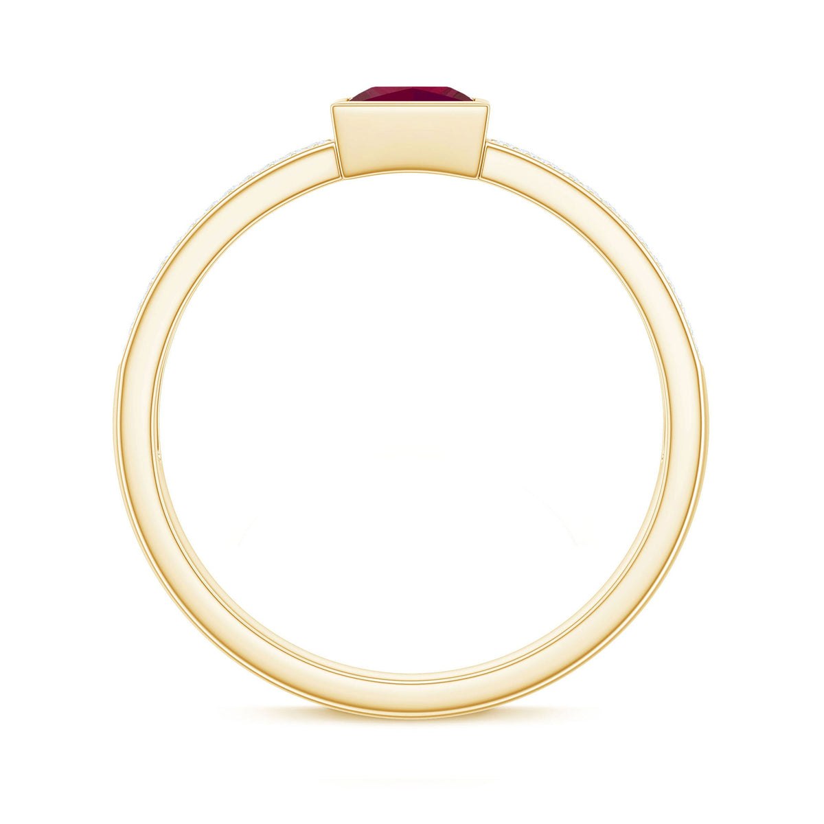 Natural 0.8 carat ruby princess cut engagement ring with diamond accents by Rosec Jewels, showcasing the elegant ring design.