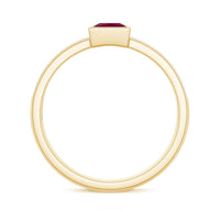 Natural 0.8 carat ruby princess cut engagement ring with diamond accents by Rosec Jewels, showcasing the elegant ring design.