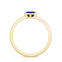 Blue sapphire heart solitaire engagement ring with pave diamonds, crafted by Rosec Jewels, showcasing a detailed view of the ring design.
