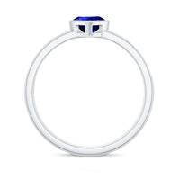 Heart Shape Created Blue Sapphire Solitaire Ring with Diamond Side Stone