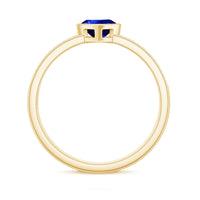 Heart Shape Created Blue Sapphire Solitaire Ring with Diamond Side Stone