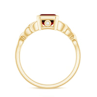 Bezel Set Emerald Cut Lab Created Ruby Celtic Engagement Ring