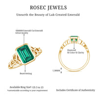 Certified Lab Grown Emerald Cut Emerald Engagement Ring with Celtic Knot