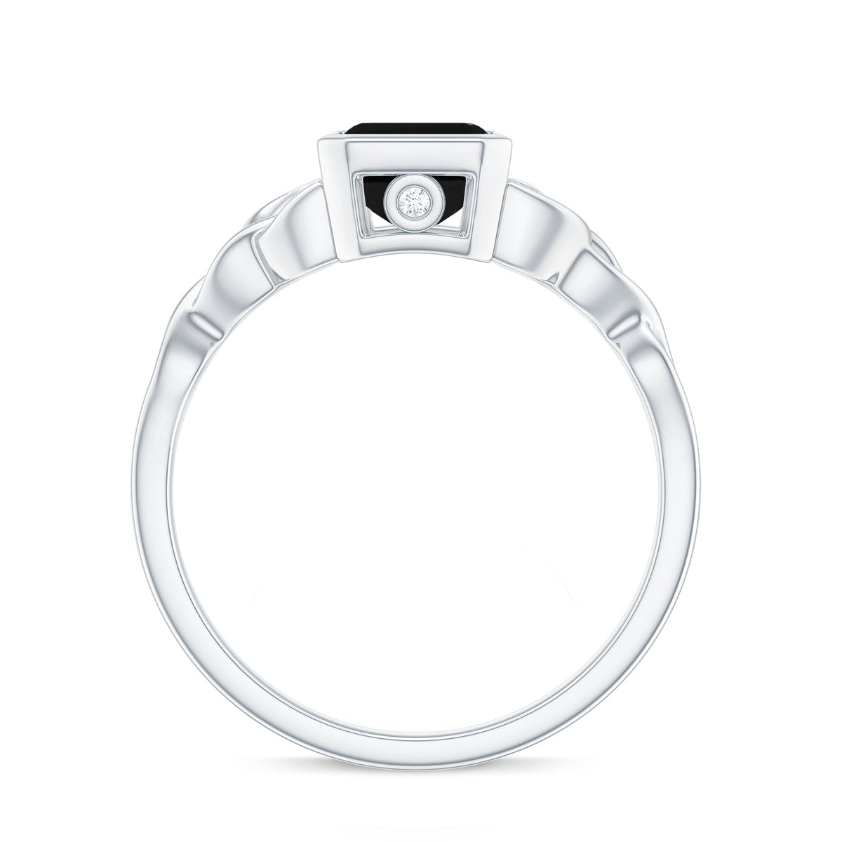1.6 Carat Lab Grown Black Diamond Celtic Knot Engagement Ring with Surprise White Diamond