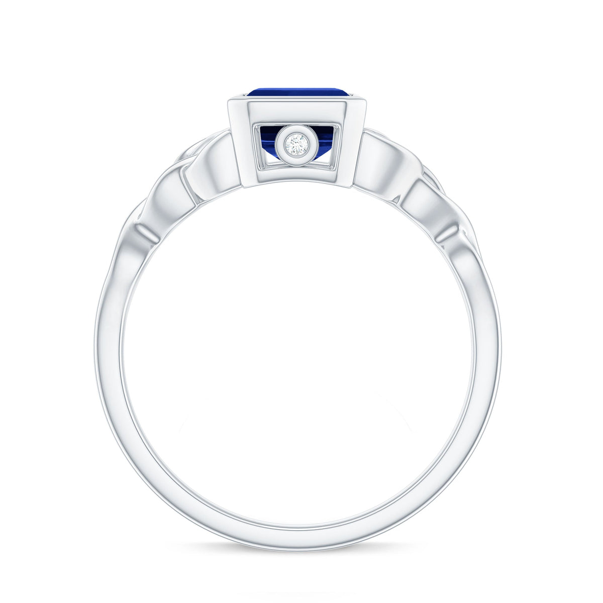 Solitaire Created Blue Sapphire Celtic Engagement Ring
