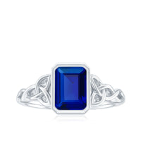 Solitaire Created Blue Sapphire Celtic Engagement Ring