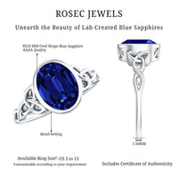 Certified 4 Carat Oval Lab Grown Blue Sapphire Bezel Set Engagement Ring