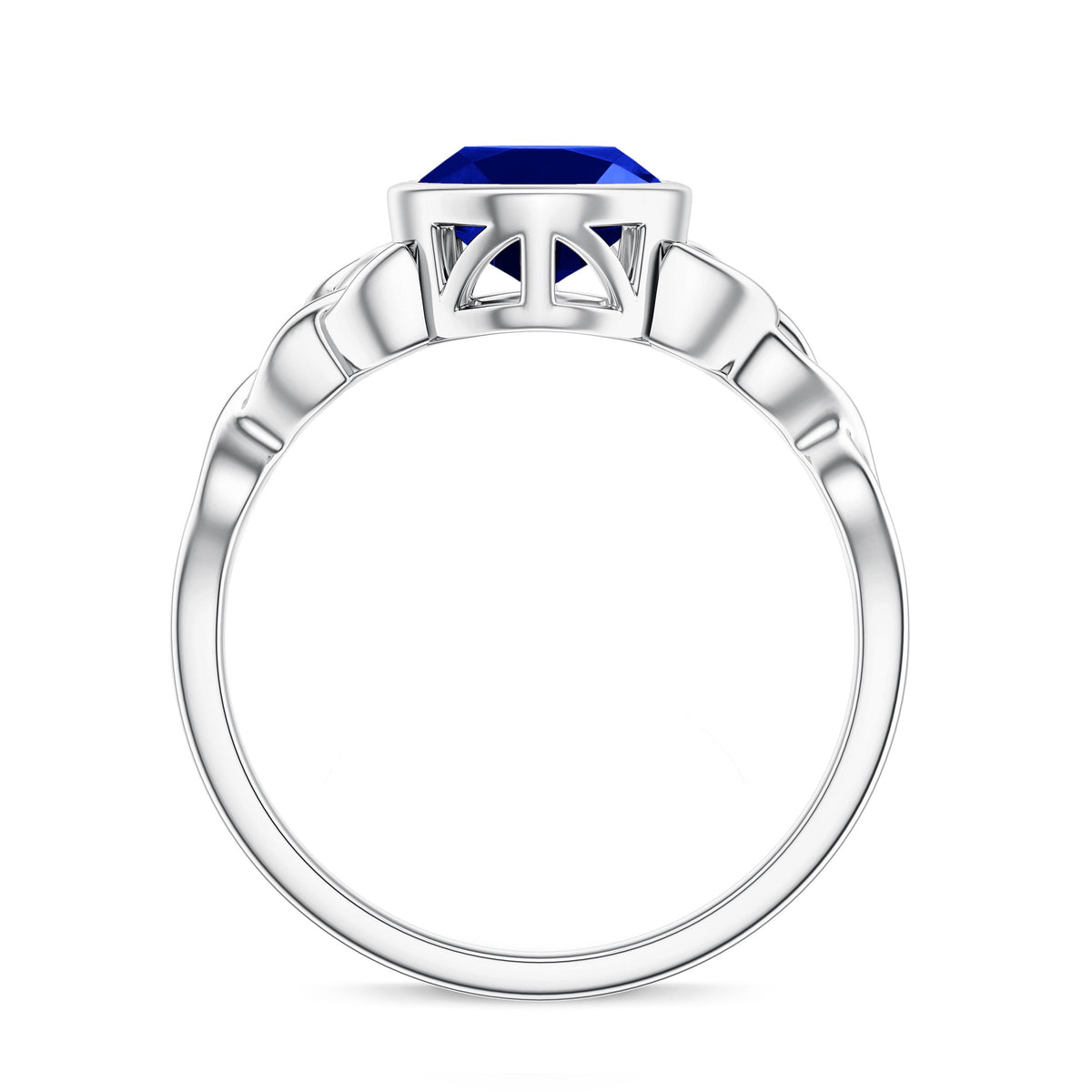 Certified 4 Carat Oval Lab Grown Blue Sapphire Bezel Set Engagement Ring