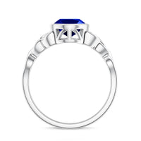 Certified 4 Carat Oval Lab Grown Blue Sapphire Bezel Set Engagement Ring