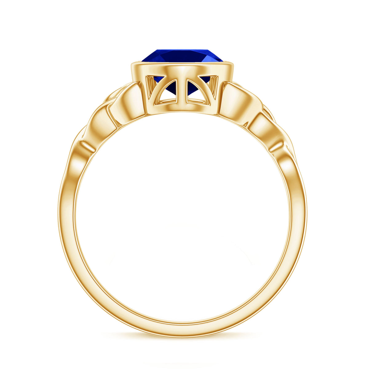 Certified 4 Carat Oval Lab Grown Blue Sapphire Bezel Set Engagement Ring