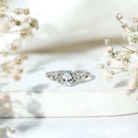 Pear Cut 0.79 Carat Moissanite Celtic Engagement Ring