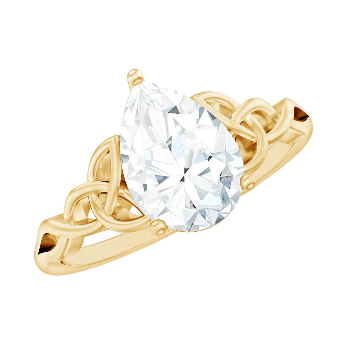 Pear Cut 0.79 Carat Moissanite Celtic Engagement Ring