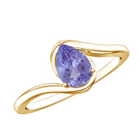 Natural Tanzanite Solitaire Engagement Ring with Bypass Shank