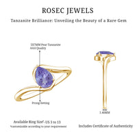Natural Tanzanite Solitaire Engagement Ring with Bypass Shank