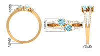 Natural aquamarine diamond promise ring with two stones and split shank design by Rosec Jewels.