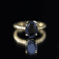 4.2 Carat Oval Lab Grown Black Diamond Solitaire Engagement Ring with Surprise White Diamond