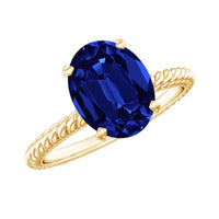 Certified 4 Carat Lab Grown Blue Sapphire Engagement Ring with Surprise Diamond