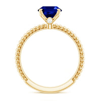 Certified 4 Carat Lab Grown Blue Sapphire Engagement Ring with Surprise Diamond