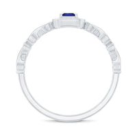 Certified Lab Blue Sapphire Diamond Promise Ring with Infinity Heart Shank