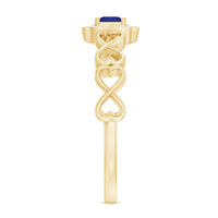 Certified Lab Blue Sapphire Diamond Promise Ring with Infinity Heart Shank