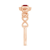 Natural Princess Cut Ruby Diamond Promise Ring with Infinity Shank