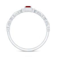 Natural Princess Cut Ruby Diamond Promise Ring with Infinity Shank
