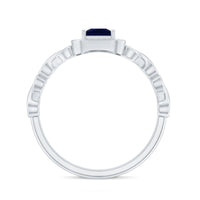 Rosec Jewels natural princess cut blue sapphire diamond promise ring with infinity heart shank, showcasing elegant gemstone and intricate band design