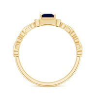 Natural Princess Cut Blue Sapphire Diamond Promise Ring with Infinity Heart Shank