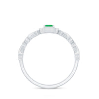 Natural Princess Cut Emerald Diamond Promise Ring For Her