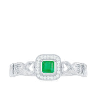 Natural Princess Cut Emerald Diamond Promise Ring For Her