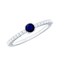 Genuine Blue Sapphire Promise Ring with Diamond
