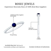 Genuine Blue Sapphire Promise Ring with Diamond