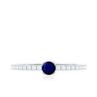 Genuine Blue Sapphire Promise Ring with Diamond