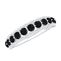 Natural Black Spinel Diamond Half Eternity Ring for Anniversary