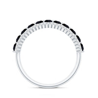Natural Black Spinel Diamond Half Eternity Ring for Anniversary