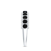 Natural Black Spinel Diamond Half Eternity Ring for Anniversary