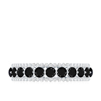 Natural Black Spinel Diamond Half Eternity Ring for Anniversary